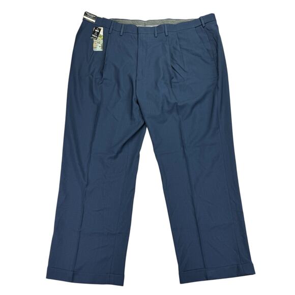 Haggar Mens Big & Tall Premium Comfort Classic Fit Cuffed Pants Dark Blue 46x30 - Picture 1 of 5